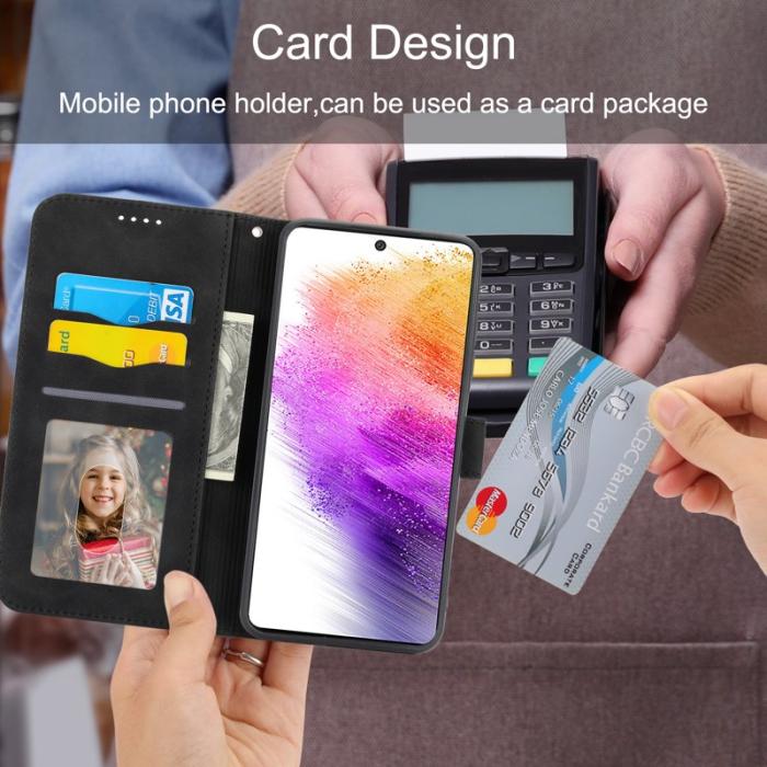 DIERFENG - DIERFENG DF-03 Plånboksfodral för Samsung Galaxy A73 5G - Konstläder - Svart