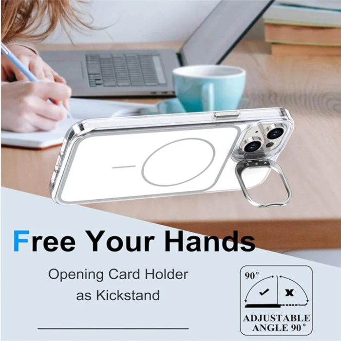 A-One Brand - iPhone 15 Plus Mobilskal MagSafe Lens Kickstand med Handrem