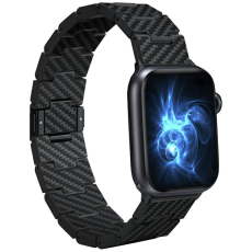 PITAKA - Pitaka Apple Watch (40/44/45/46/49) Armband Carbon Fiber Retro - Svart