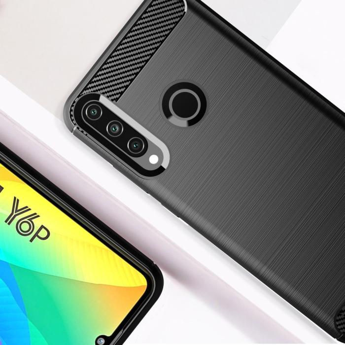 UTGATT1 - Carbon Flexible TPU skal till Huawei Y6p - Blå