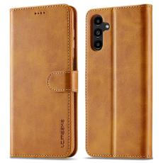 LC.imeeke - LC.IMEEKE Samsung Galaxy A13 Pl&aring;nboksfodral Konstl&auml;der - Ljusbrun