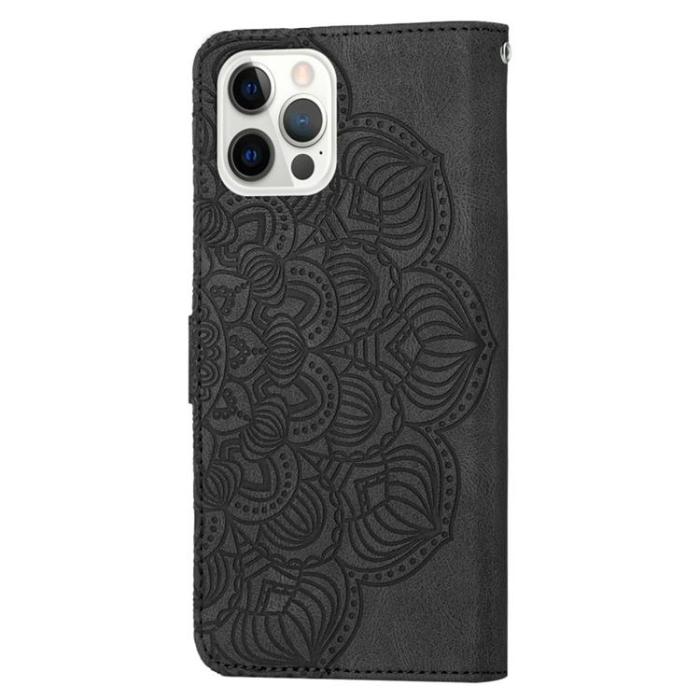 A-One Brand - iPhone 14 Pro Plånboksfodral Mandala Flower - Svart