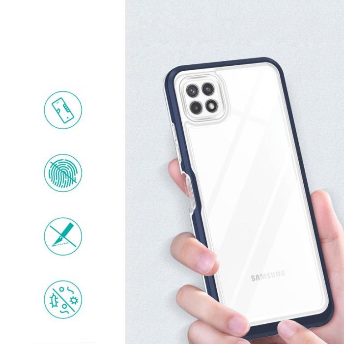 OEM - Galaxy A22 5G Skal Clear 3in1 - Blå