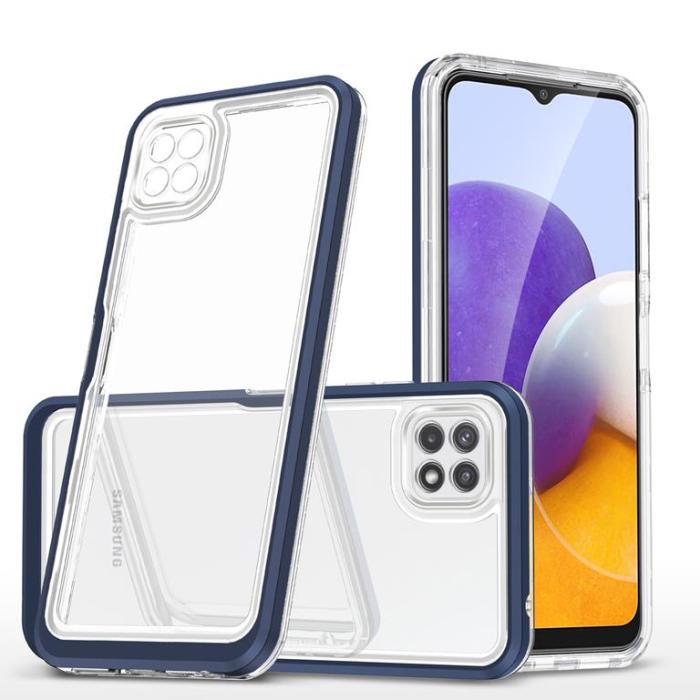 OEM - Galaxy A22 5G Skal Clear 3in1 - Blå