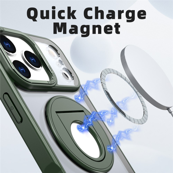 A-One Brand - iPhone 17 Pro Max Mobilskal MagSafe Rotating Kickstand Clear