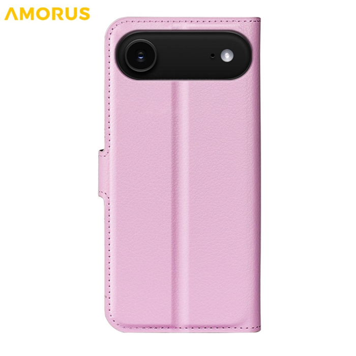 Amorus - AMORUS iPhone Air Plånboksfodral Flipstativ Litchi - Rosa