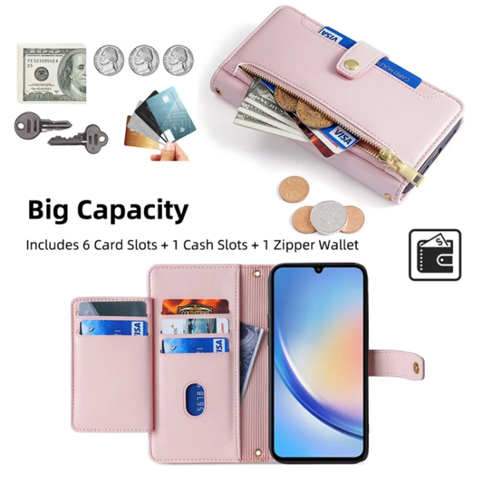 A-One Brand - Galaxy A34 5G Konstläder Plånboksfodral Scratch-Proof - Rosa