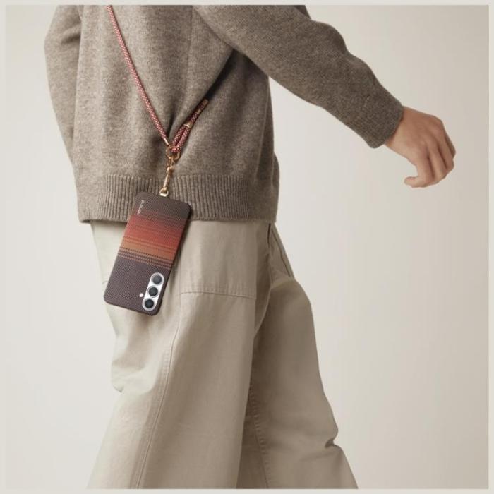 PITAKA - PITAKA Galaxy S25 Mobilskal MagSafe Moonrise Tactile Woven - Sunset