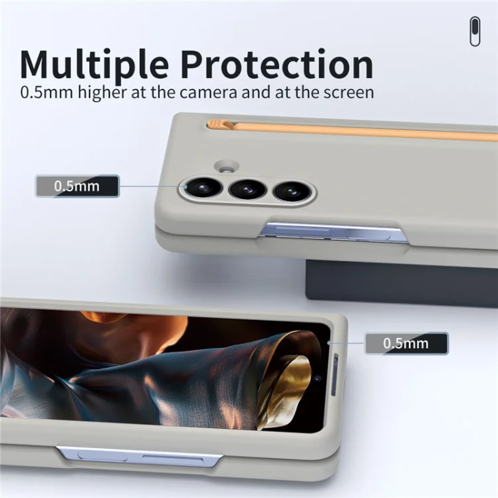 A-One Brand - Galaxy Z Fold 7 5G Mobilskal Med Stylus Hård PC - Ljusgrå