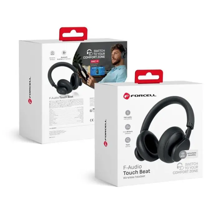 Forcell - Forcell Hörlurar Over-ear Trådlösa ANC Touch Beat F Audio - Svart