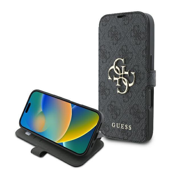 Guess iPhone 16 Plånboksfodral 4G Metal Logo - Svart