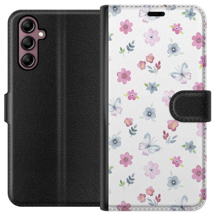 iSecrets - Plånboksfodral till Samsung Galaxy A14 5G med Blommor och fjärillar