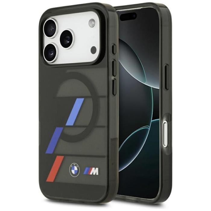 BMW - BMW iPhone 17 Pro Mobilskal MagSafe Metal Tricolor Lines - Svart