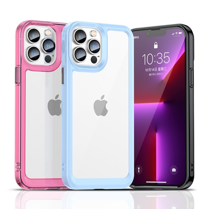 OEM - iPhone 12 Pro Max Mobilskal Outer Space Gel Frame - Röd