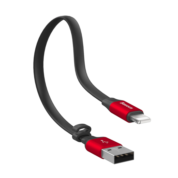 BASEUS - Baseus USB-A till Lightning kabel Nimble 2A 0.23m - Röd Svart