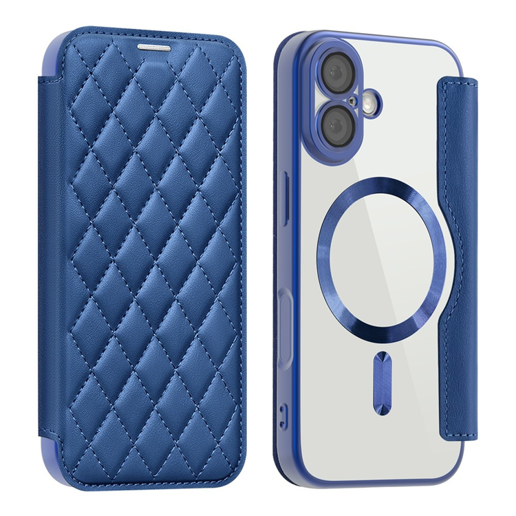 iPhone 17 Plånboksfodral MagSafe Rhombus Läder - Sapphire | 2353 | AlltMobil