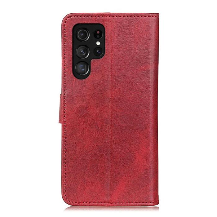 OEM - Samsung Galaxy S26 Ultra Fodral Äkta Läder Ställfunktion - Röd
