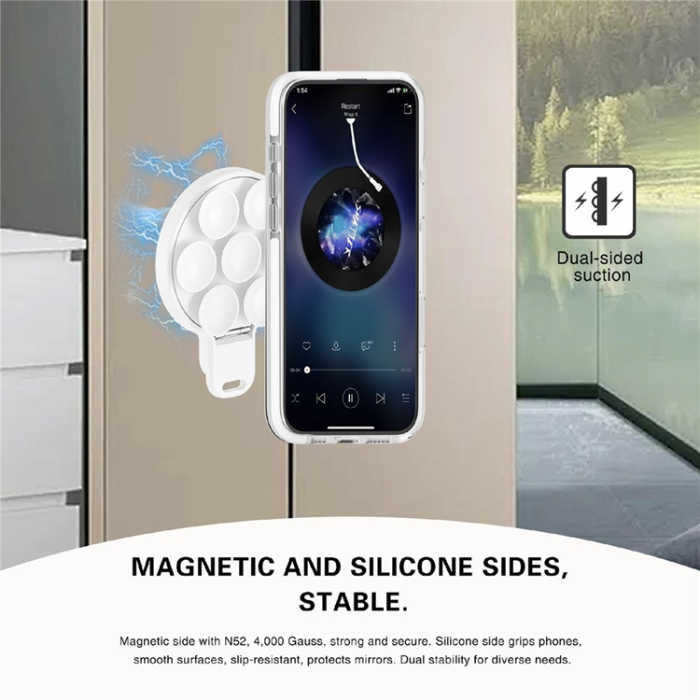 A-One Brand - Spegelstativ För Mobil MagSafe med Silikon Sugkopp Fäste Inbyggd Spegel