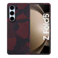 A-One Brand - Galaxy Z Fold 5 5G Mobilskal Aramid Fiber 1500D - Camouflage Röd