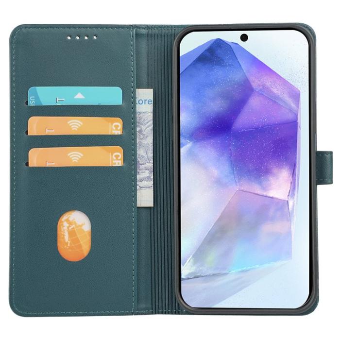 OEM - Mobilskal till Samsung Galaxy S26 Magnetlås Fyrklöver KonstLäder - Grön