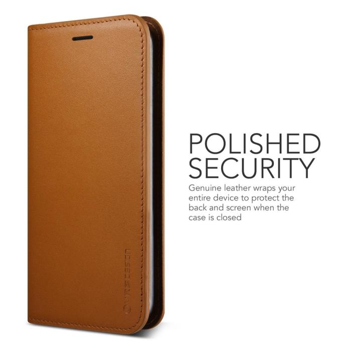 UTGATT5 - Verus Äkta läder Plånboksfodral till Samsung Galaxy S8 - Brun