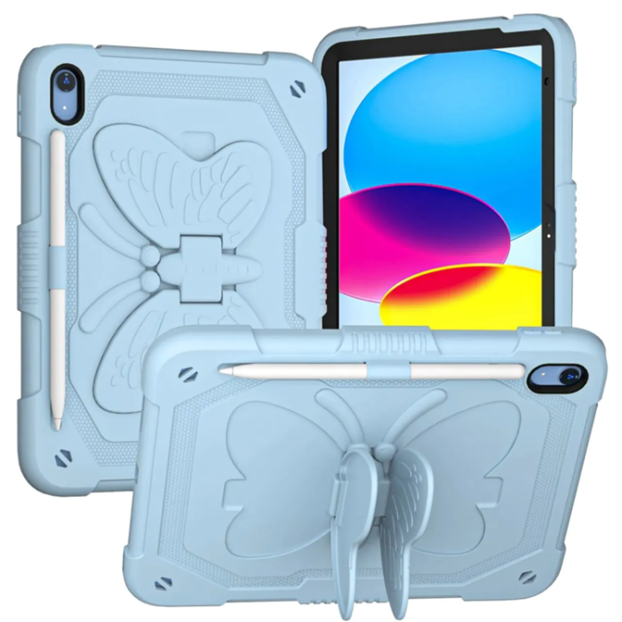 A-One Brand - iPad 10.9 (2022) Skal Butterfly Hybrid med Axelrem - Blå