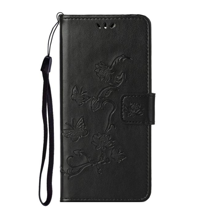 A-One Brand - Imprint Butterfly Plånboksfodral till Galaxy S21 - Svart