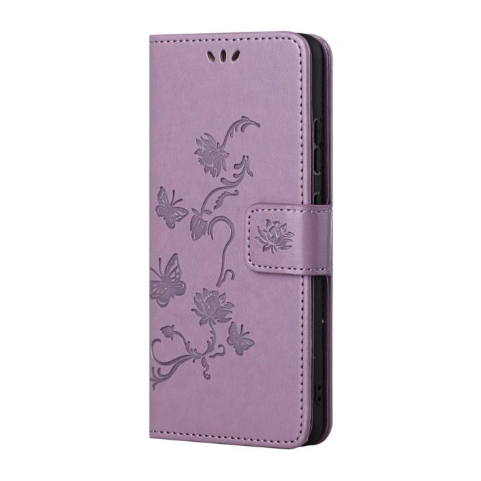 A-One Brand - Imprint Butterfly Plånboksfodral till Galaxy S21 Plus - Lila