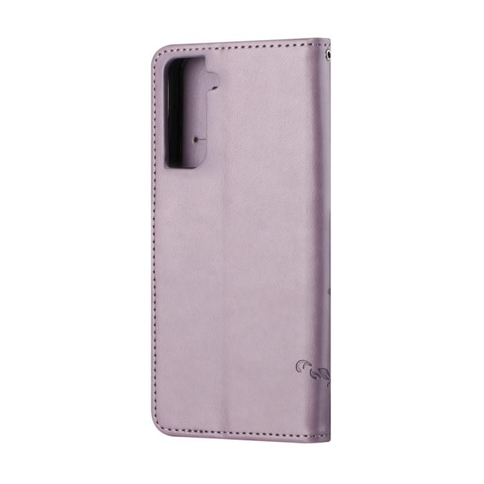 A-One Brand - Imprint Butterfly Plånboksfodral till Galaxy S21 Plus - Lila