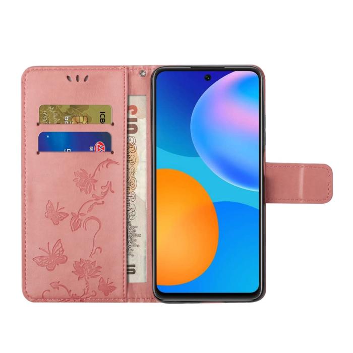 A-One Brand - Imprint Butterfly Plånboksfodral till Galaxy S21 - Rosa