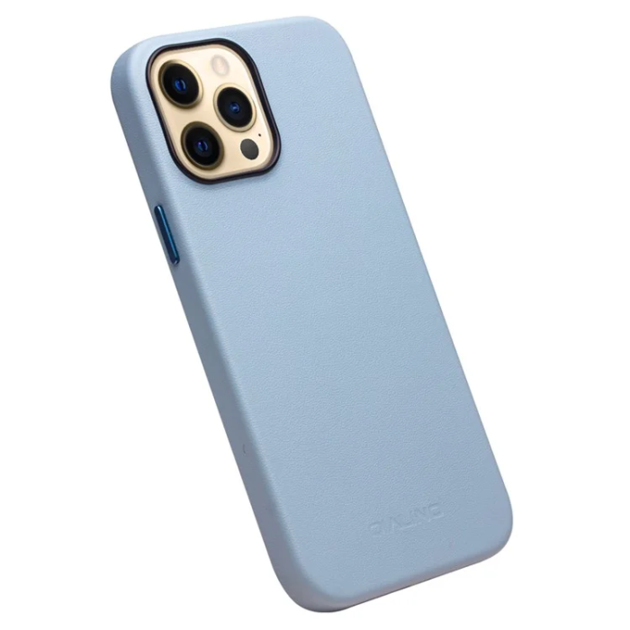 QIALINO - QIALINO iPhone 13 Pro Max Mobilskal MagSafe Äkta Läder - Blå