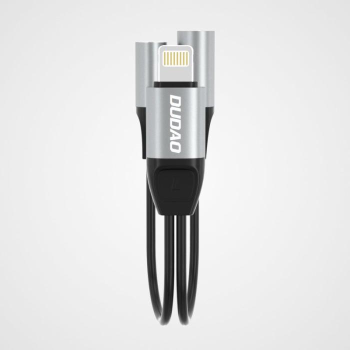 UTGATT1 - Dudao Adapter lightning - lightning + 3,5 mm mini jack Grå