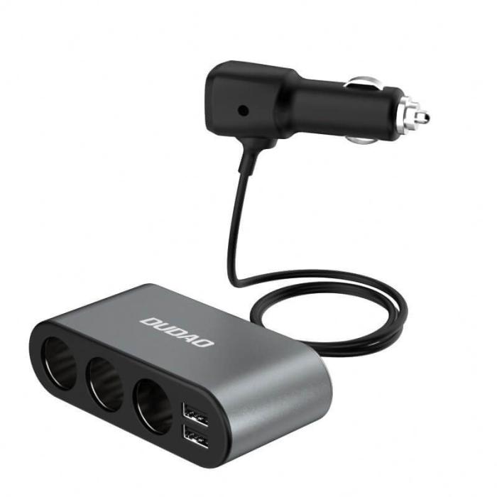 Dudao - Dudao Billaddare 2x USB/3x Cigarette tändare splitter Svart