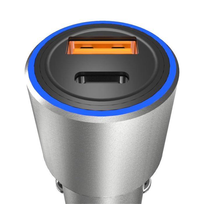 Dudao - Dudao Billaddare USB/USB-C snabb laddning 22,5 W Grå