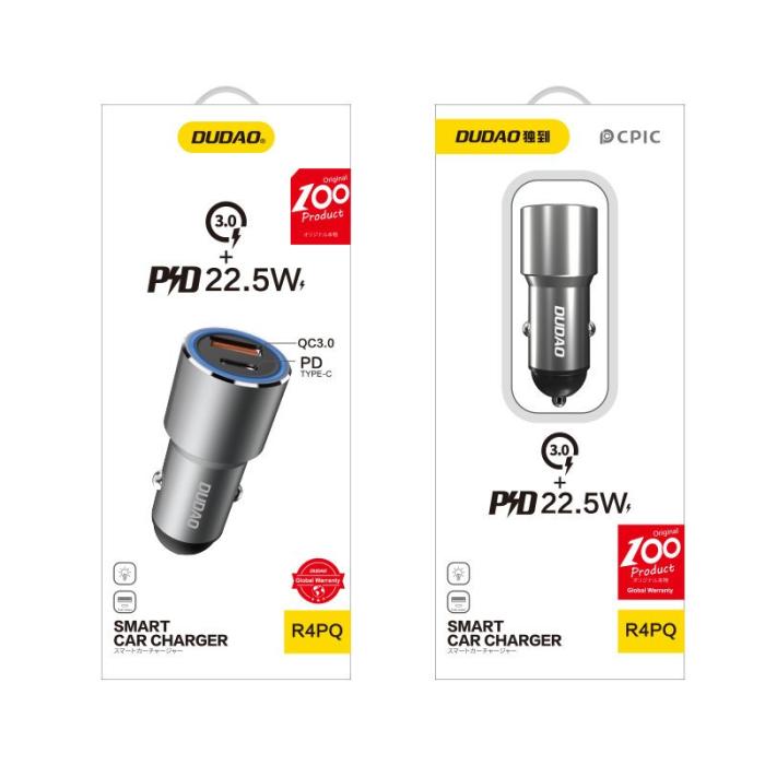 Dudao - Dudao Billaddare USB/USB-C snabb laddning 22,5 W Grå