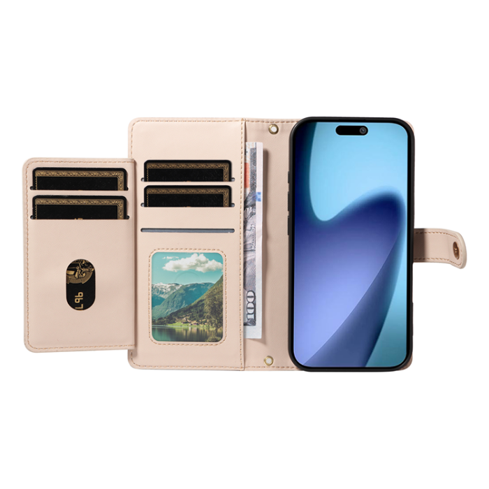 A-One Brand - iPhone Air Plånboksfodral Rhombus Läder - Beige