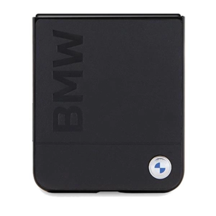 BMW - BMW Galaxy Z Flip 5 Mobilskal Läder Hot Stamp - Svart
