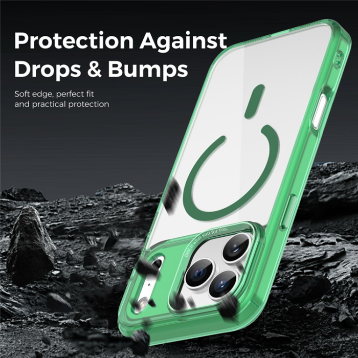 A-One Brand - iPhone 17 Pro Max Mobilskal MagSafe Transparent TPU+PC - Grön
