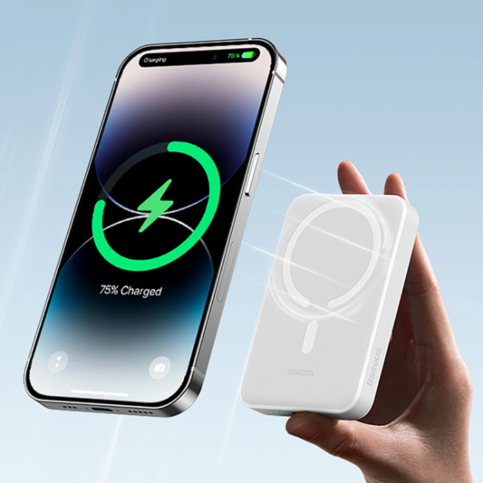 BASEUS - Baseus Mini Magnetisk Trådlös Powerbank 10000mAh 30W - Vit