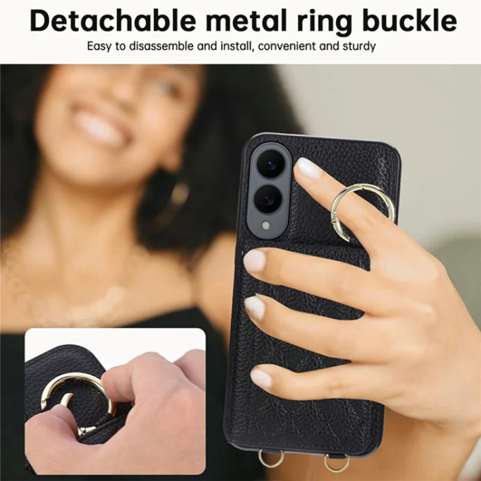 A-One Brand - Galaxy S25 Edge Mobilskal Korthållare Kickstand Rhombus - Svart