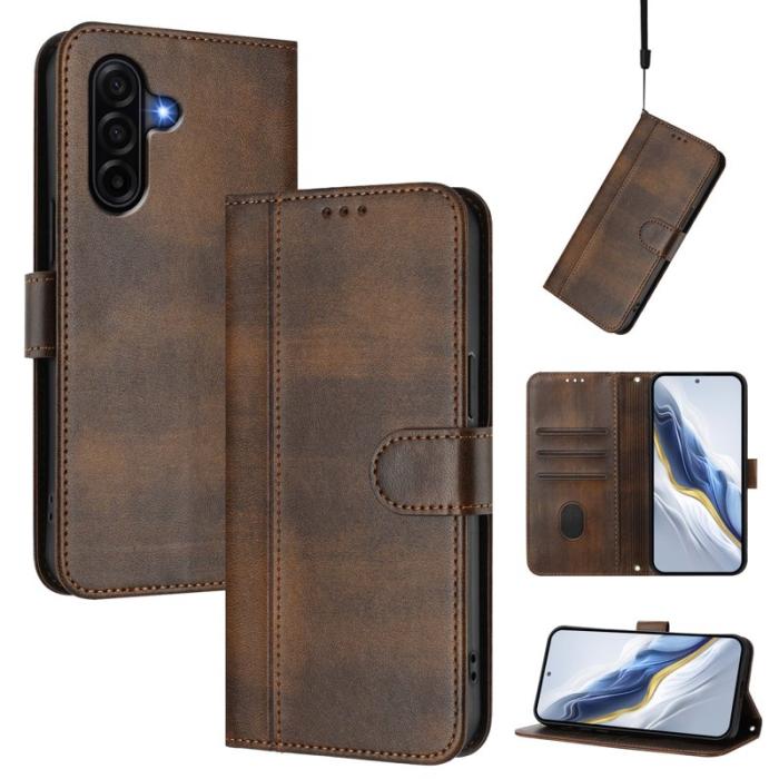 OEM - Samsung Galaxy A37 Plånboksfodral Konstläder Retro Textur Skydd - Brun