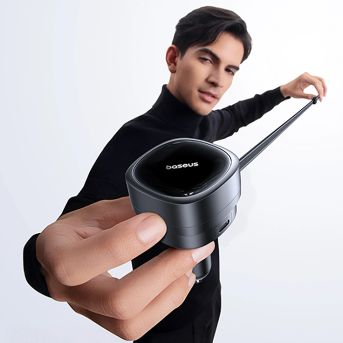 BASEUS - Baseus Billaddare 60W med Retractable Kabel PrimeTrip VR1 - Svart