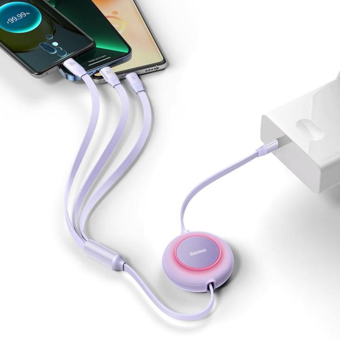 BASEUS - Baseus 3in1 USB-A till USB-C, Lightning, microUSB kabel 1.1m