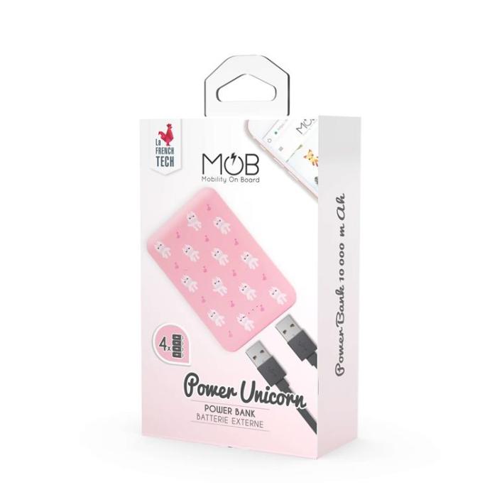 UTGATT - MOB Powerbank 10000 mAh Enhörning - Rosa
