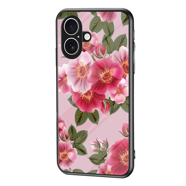 iPhone 17 Mobilskal Floral Pattern TPU + Härdat Glas - Rosa | 2353 | AlltMobil