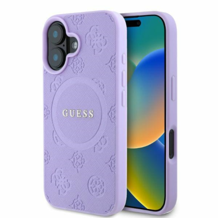 Guess - Guess iPhone 16 Mobilskal Magsafe Saffiano Peony Classic Logo