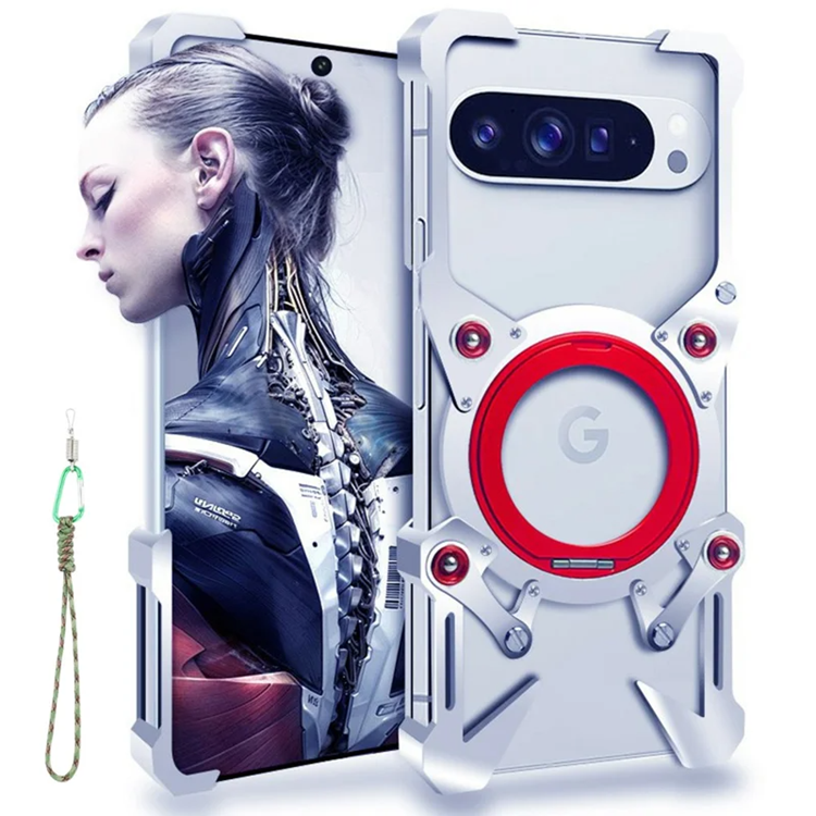 Google Pixel 10 Pro XL Mobilskal Magsafe Bumper Kickstand - Silver | 2353 | AlltMobil