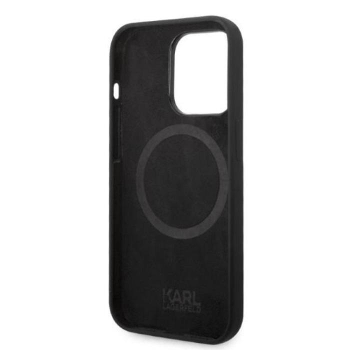 KARL LAGERFELD - Karl Lagerfeld iPhone 14 Pro Skal Magsafe Silicone Ikonik - Svart