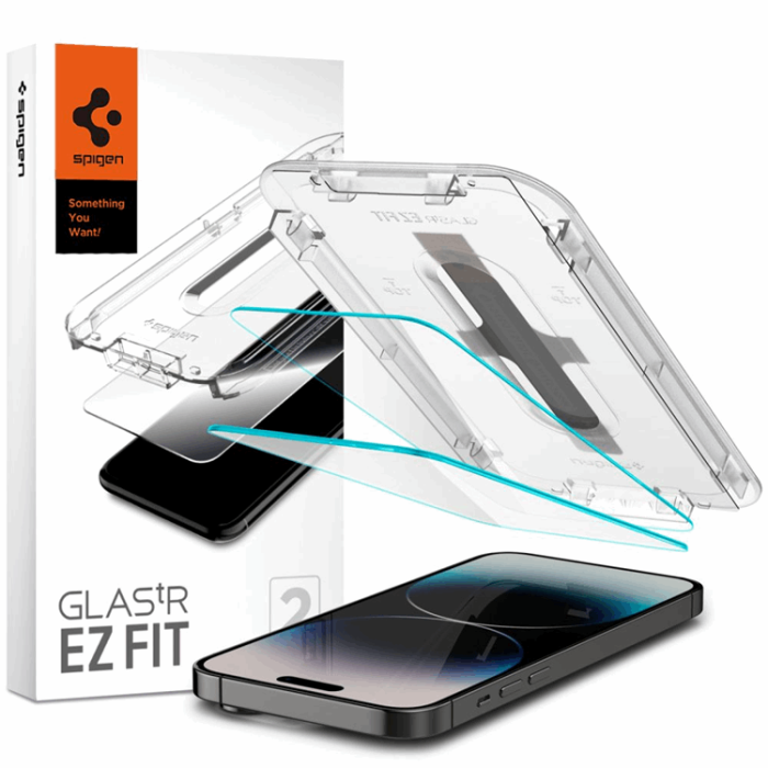 Spigen - Spigen iPhone 14 Pro Max Härdat Glas Skärmskydd Ez-Fit 2-Pack - Clear