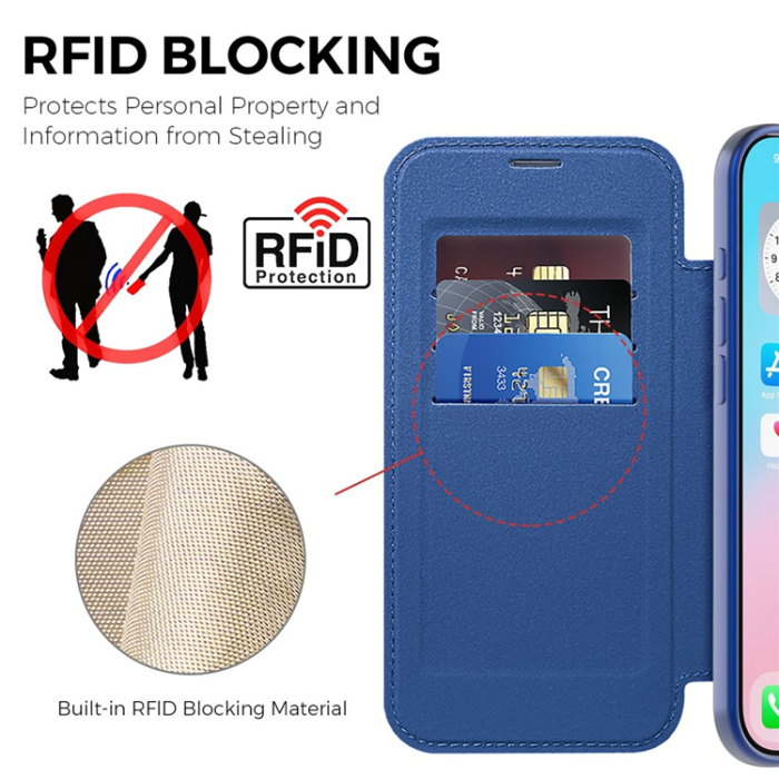 A-One Brand - iPhone 17 Air Plånboksfodral MagSafe RFID - Sapphire